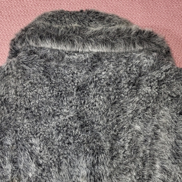 MISS SIXTY Made in Italy Fitted Faux Fur Coat Mid-Length Jacket Snap Gray Size M - Picture 14 of 16